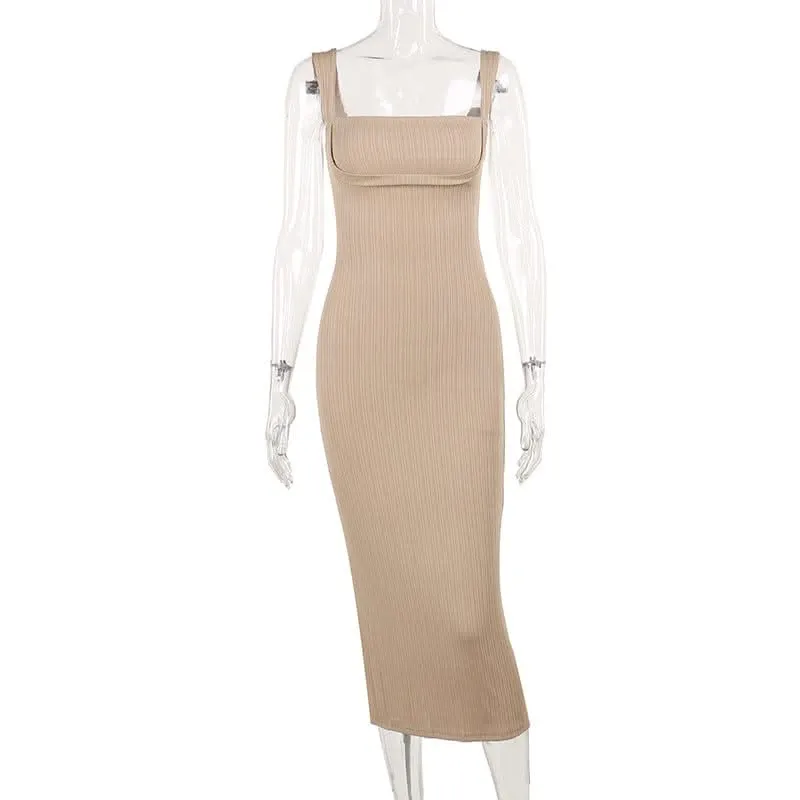 Women's Knitted Sling Slim-fit Red Dress