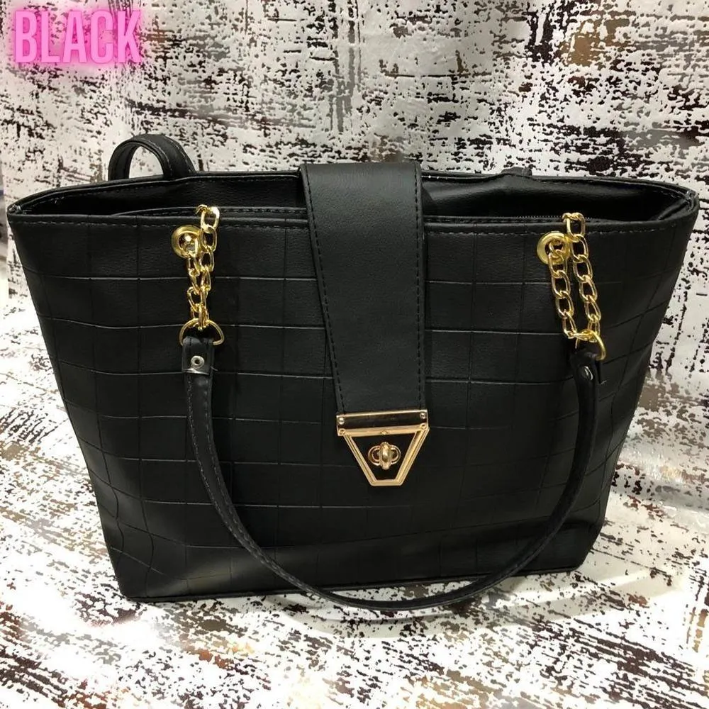 Women's PU Leather Textured Top Handle Shoulder Bag