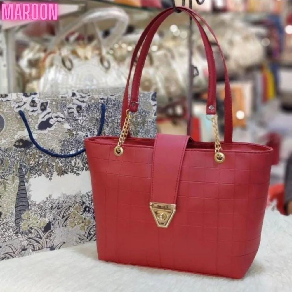 Women's PU Leather Textured Top Handle Shoulder Bag
