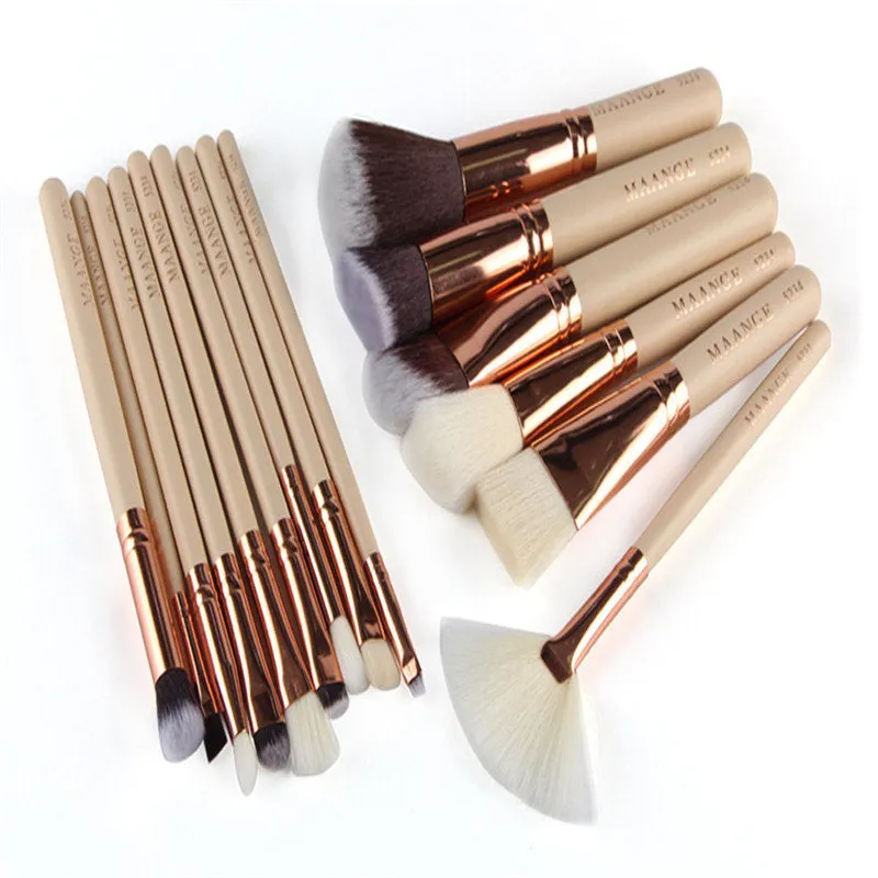 Wooden Handle Foundatation Makeup Brushes 15Pcs
